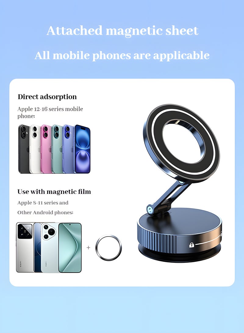 Vacuum Magnetic Suction Cup Phone Mount 360° Rotation Base HandsFree Adjustable Magnetic Car Phone Holder Magnetic Phone Holder Suitable for Car/Gym/Mirror/Smooth Surface  - Image 3