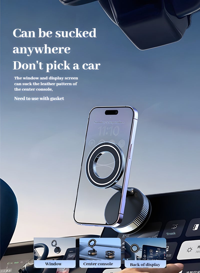 Vacuum Magnetic Suction Cup Phone Mount 360° Rotation Base HandsFree Adjustable Magnetic Car Phone Holder Magnetic Phone Holder Suitable for Car/Gym/Mirror/Smooth Surface  - Image 4