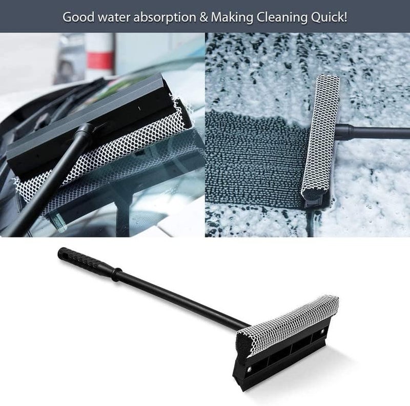 COYRASTH 2in1 Window and Windshield Cleaner with Long Handle Mesh Sponge Squeegee Black - Image 5