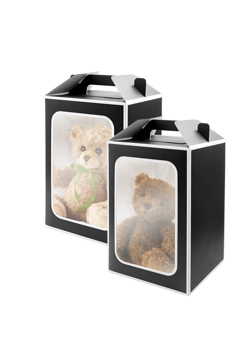 Excefore Tote Paper Bags with Transparent Window, 10 Pcs Gift Bags with Window, 9.8 x 7 x 5.1inch Flower Bouquet Paper Gift Bags with Handles, for Wedding Party Bagsm, Bridal Shower (Black) - Image 4