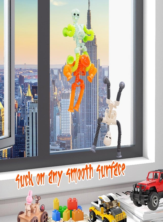 DODOMAGXANADU ألعاب فidget أنابيب البوب هيكل عظمي للأطفال، مجموعة 4 ألعاب فidget البوب، لعبة كوب شفط تلسكوبية لتخفيف التوتر والقلق، حشوات أكياس هالوين للأطفال والرضع (مجموعة 4 جمجمة) - Image 5