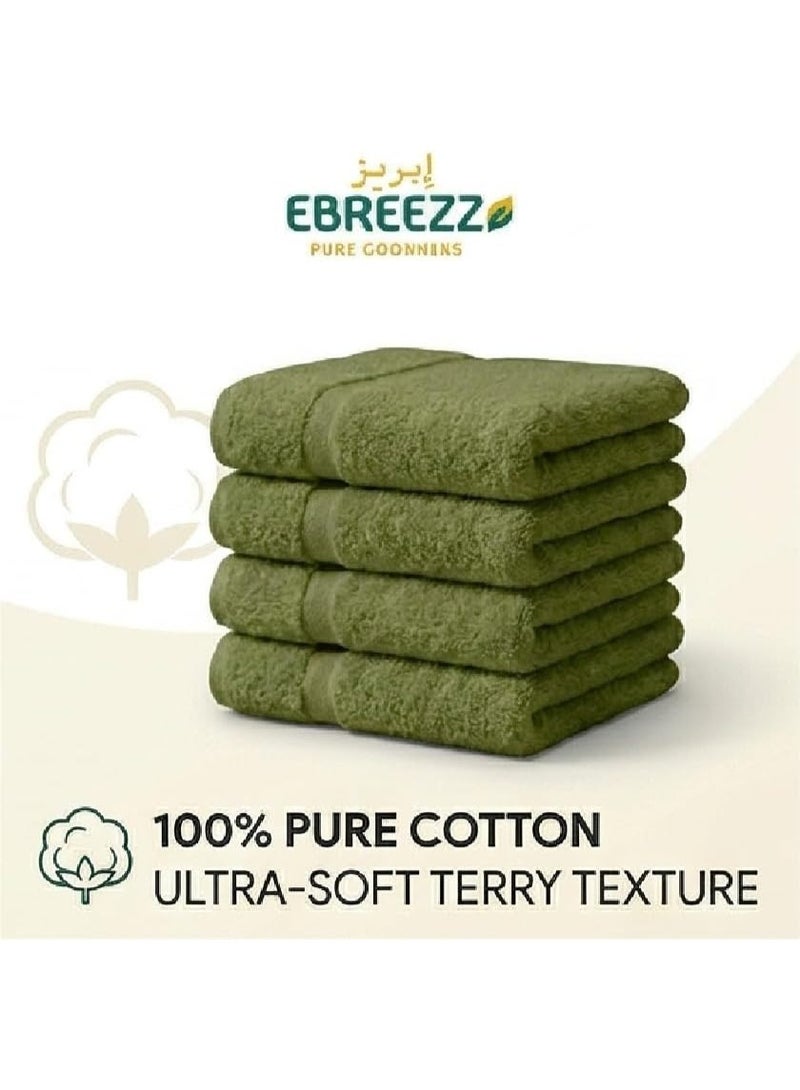EBREEZZ Premium Terry Face Towels Set – 4 Pieces, 425 GSM Soft Cotton Towels (33×33 cm) - Image 2