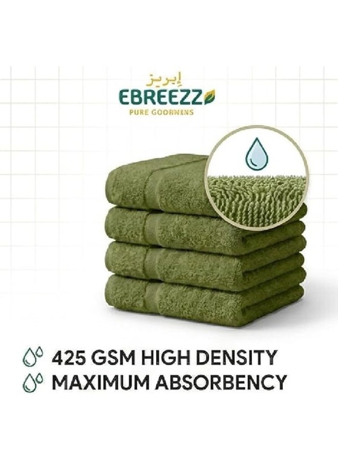EBREEZZ Premium Terry Face Towels Set – 4 Pieces, 425 GSM Soft Cotton Towels (33×33 cm) - Image 5