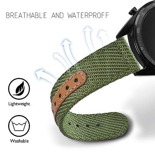 BISONSTRAP Sporty Nylon Watch Bands, Military Watch Strap for Men 20mm, Green with Silver Buckle - Image 3