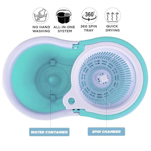 Relson Stainless Steel Microfiber Floor Cleaning Mop with Removable Washable Cleaning Pad and Integrated Water Mechanism,mop for Cleaning Floor (Multicolour) (Spin Mop (Plastic Bucket)) - Image 2