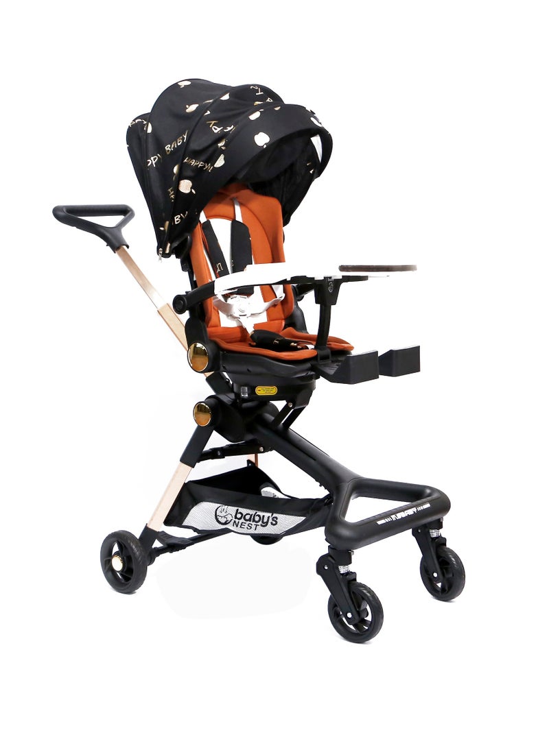 Baby's Nest 2 in 1 Stroller Black With Brown - Image 2
