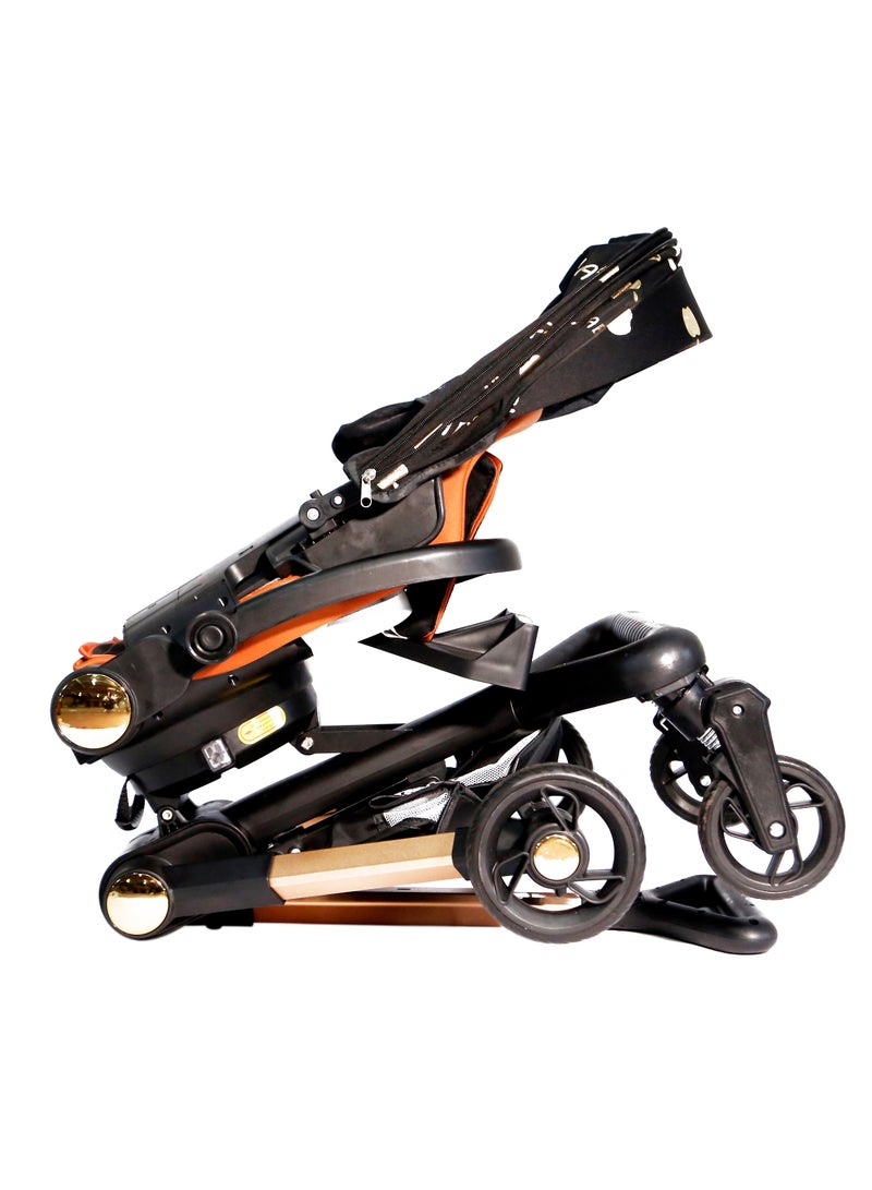 Baby's Nest 2 in 1 Stroller Black With Brown - Image 4