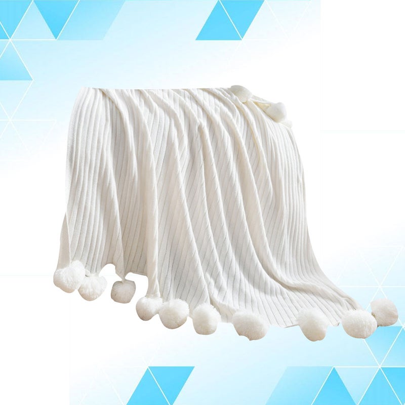 1PC Cotton Blanket Hair Blanket Sleeping Blanket Breathable Knitted Bedding (90x110cm White) - Image 3