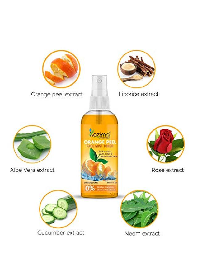 KAZIMA Orange Peel Face Mist Toner for Skin Whitening | Acne free | Refreshing Skin | Glowing Skin 100 ml  - Image 3