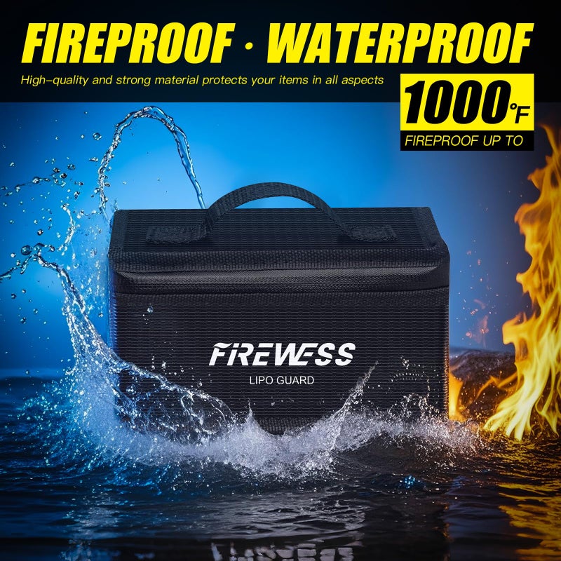 FIREWESS 2 Pack Lipo Safe Bag Fireproof, lithium battery bag fireproof and Explosionproof, Lipo Battery Storage Guard Safe Pouch for Charge and Storage - Image 3