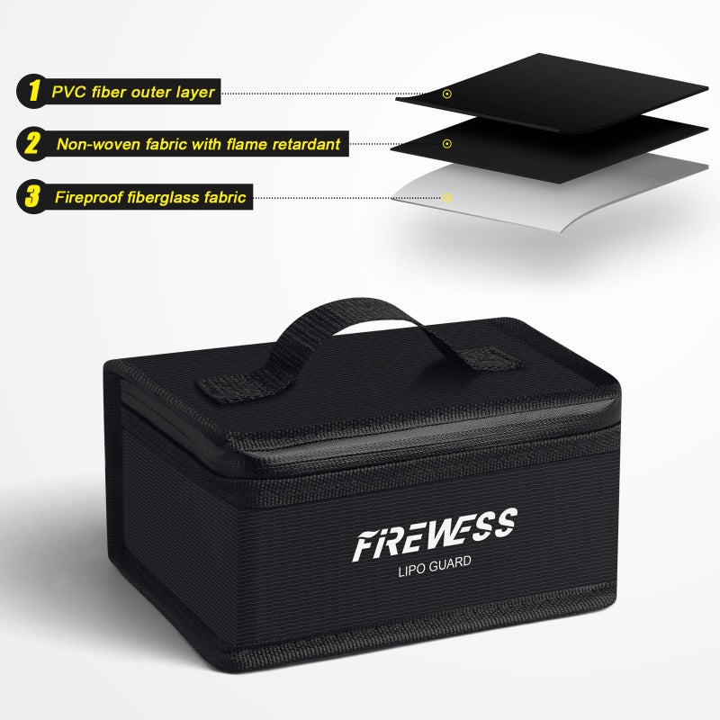 FIREWESS 2 Pack Lipo Safe Bag Fireproof, lithium battery bag fireproof and Explosionproof, Lipo Battery Storage Guard Safe Pouch for Charge and Storage - Image 4