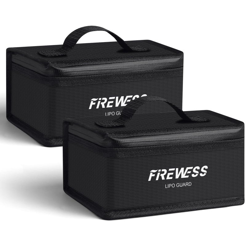 FIREWESS 2 Pack Lipo Safe Bag Fireproof, lithium battery bag fireproof and Explosionproof, Lipo Battery Storage Guard Safe Pouch for Charge and Storage - Image 1