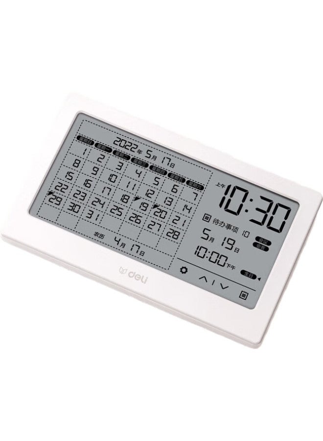 Deli (Deli) Desktop Electronic Clock Calendar Reminder For Work Children Students Study Large Screen Touchable White Le109 - Image 3