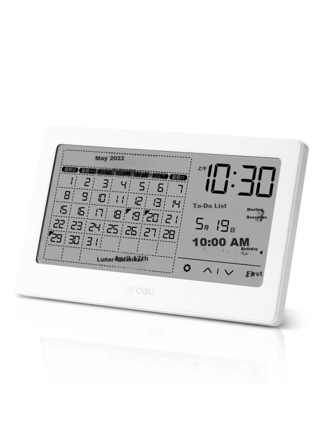 Deli Desktop Electronic Clock Calendar Reminder For Work Children Students Study Large Screen Touchable White Le109 - Image 5