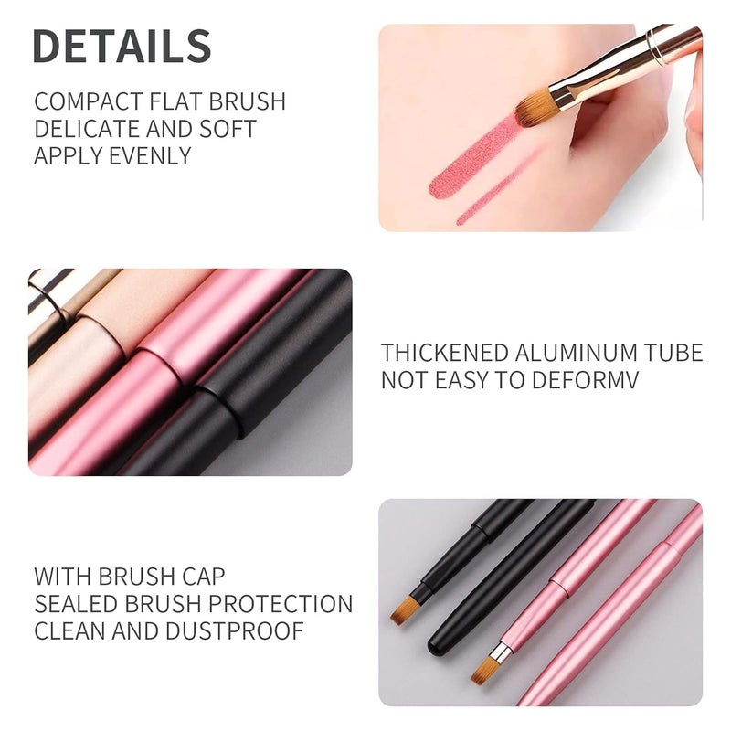 Soft And Multifunctional Fiber For Daily Makeup Lip Brush for Lipstick Retractable Lip Liner Brushes Retractable Lip Brush Applicators Flat Lipstick Gloss Creams Portable - Image 2