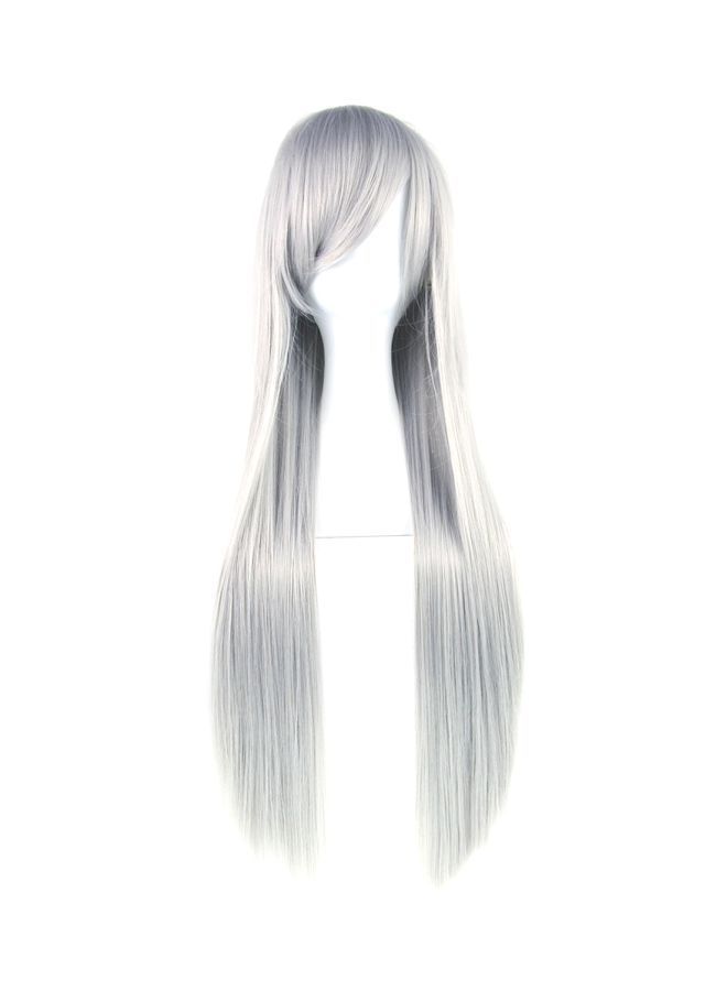 NIBEMINENT Long Straight Hair Wig Silver - Image 1