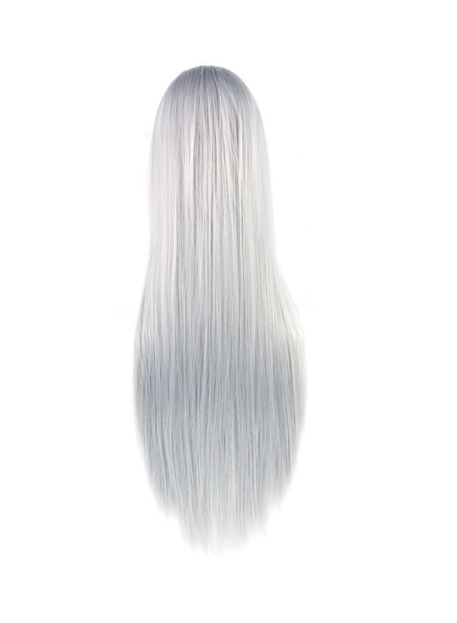 NIBEMINENT Long Straight Hair Wig Silver - Image 2