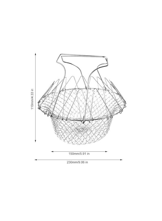 erorex Stainless Steel Foldable Steam Rinse Strain Fry Basket Strainer Net Kitchen Cooking Tool for Fried Food or Fruits - Image 2