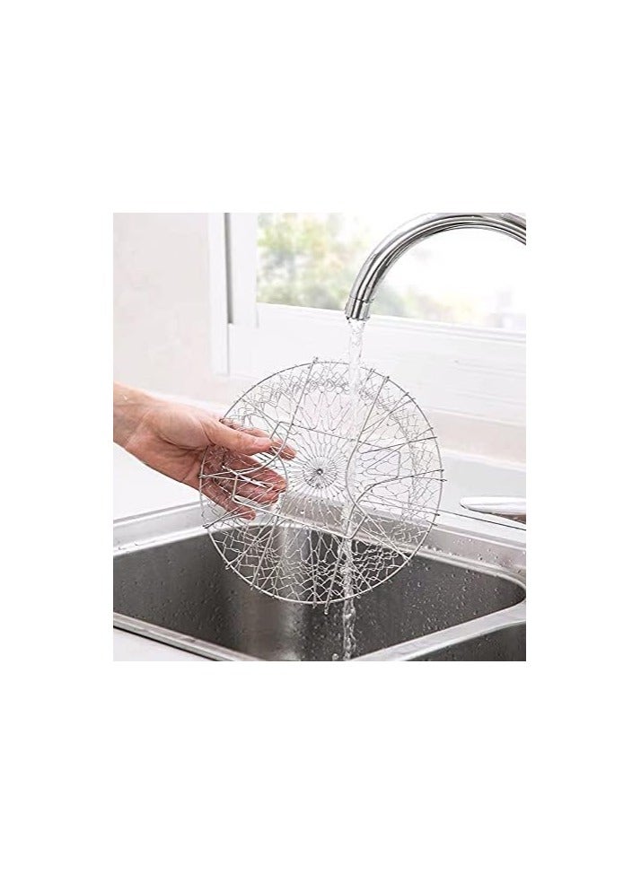 erorex Stainless Steel Foldable Steam Rinse Strain Fry Basket Strainer Net Kitchen Cooking Tool for Fried Food or Fruits - Image 5