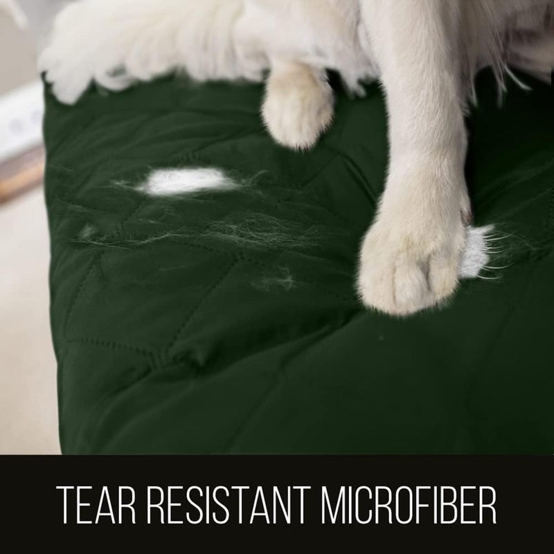 Sofa Shield Couch Slip Cover with Patented Strap, Cushion Protector, US Designed Reversible Stain and Dog Tear Resistant Slipcover, 78 inch Seat, Washable Covers for Dogs Pets, Hunter Green Sage - Image 3