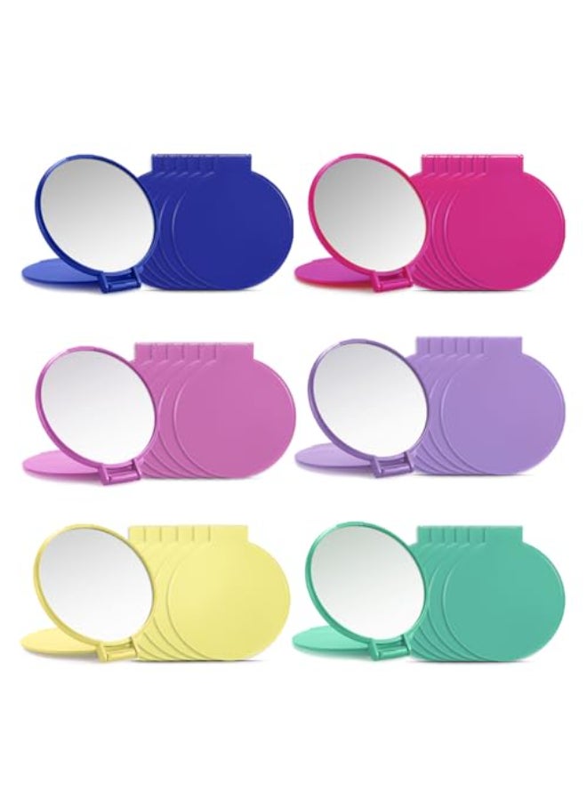 Qislee Compact Mirror Bulk Pocket Small Mini Folding Mirrors for Purse 36 Packs 6 Colors - Image 1