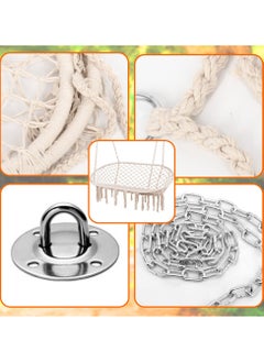 XiuWoo Home Hammock Chair Hanging Rope Swing Chair, Double Macrame Cotton Woven Thick-Braided Swing Rope, for Indoor & Outdoor, includes Hardware Kit  - Image 3