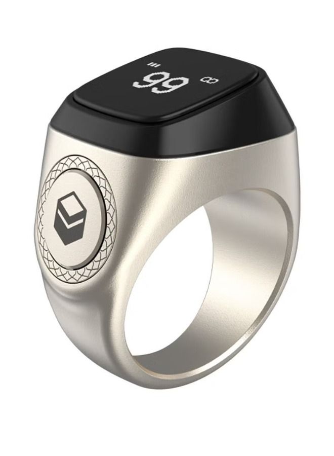 iQIBLA Smart Tasbih Zikr Metal Ring 18MM Silver - Image 1
