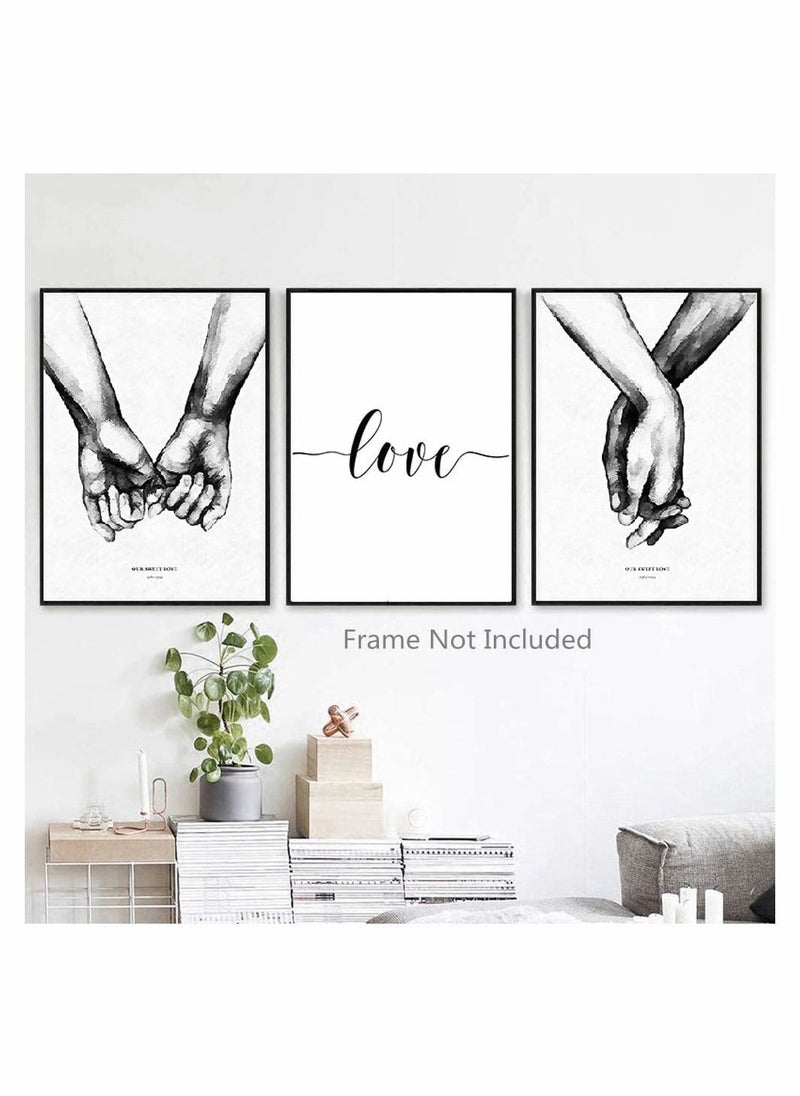 SYOSI - Pinky Promise, Holding Hands Minimalist Abstract Line Drawing Art, Black and White Wall Art For Bedroom and Home Decor, Modern Boho Art Print Poster 8x10 Unframed Set of 4 Prints - Image 1