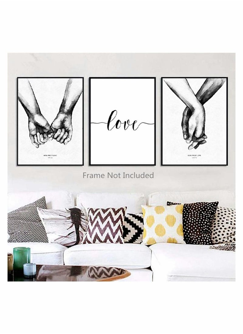 SYOSI - Pinky Promise, Holding Hands Minimalist Abstract Line Drawing Art, Black and White Wall Art For Bedroom and Home Decor, Modern Boho Art Print Poster 8x10 Unframed Set of 4 Prints - Image 1