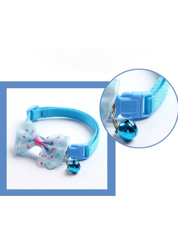 Meetion Cat Dog Pet Collars with Bow Tie and Bell Quick Release Cat Collar Breakaway Colorful Cat Collars Quick Release Adjustable Collar Reflective Cat Bow Tie Collars for Cats and Small Dogs Pet Supplies (Blue) - Image 3