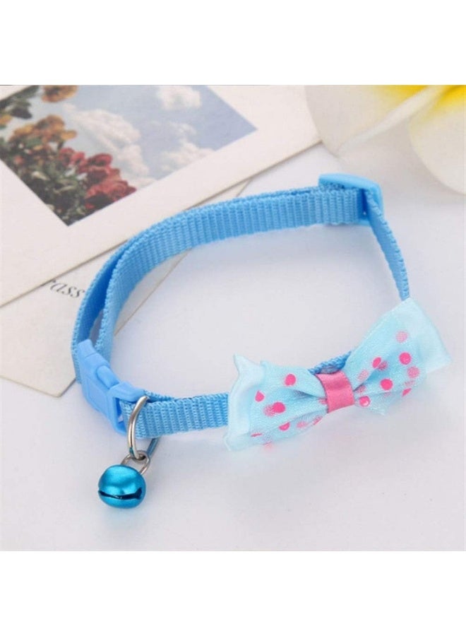 Meetion Cat Dog Pet Collars with Bow Tie and Bell Quick Release Cat Collar Breakaway Colorful Cat Collars Quick Release Adjustable Collar Reflective Cat Bow Tie Collars for Cats and Small Dogs Pet Supplies (Blue) - Image 4
