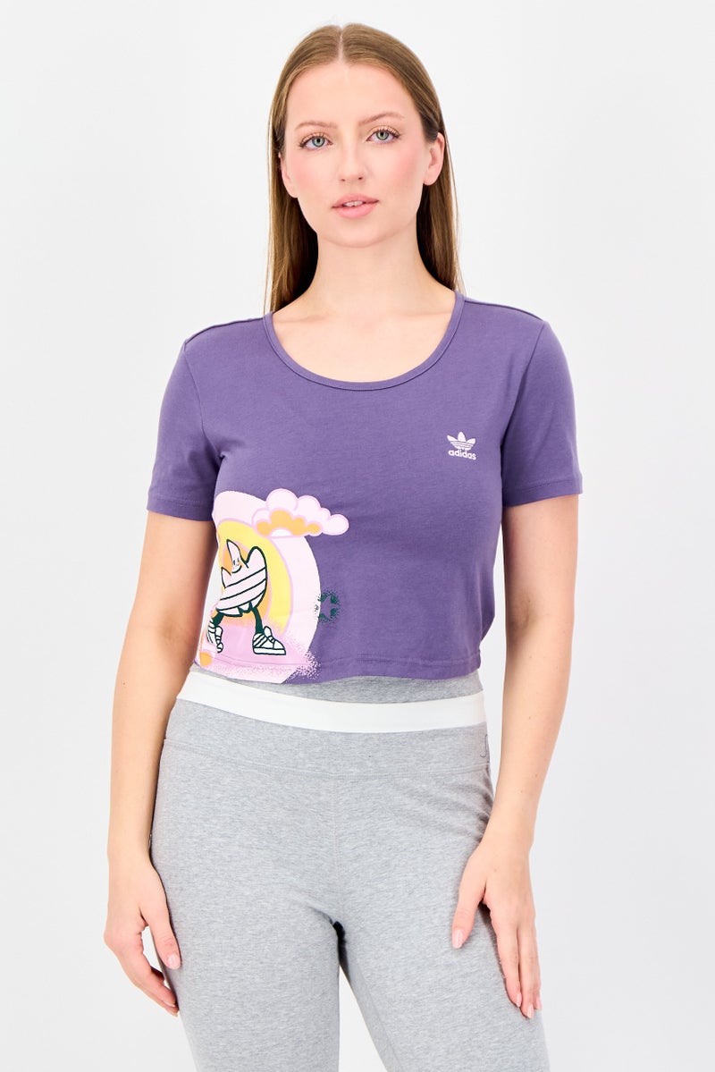 adidas Originals Women Sportswear Fit Short Sleeve Outdoor T-Shirt, Purple - Image 1