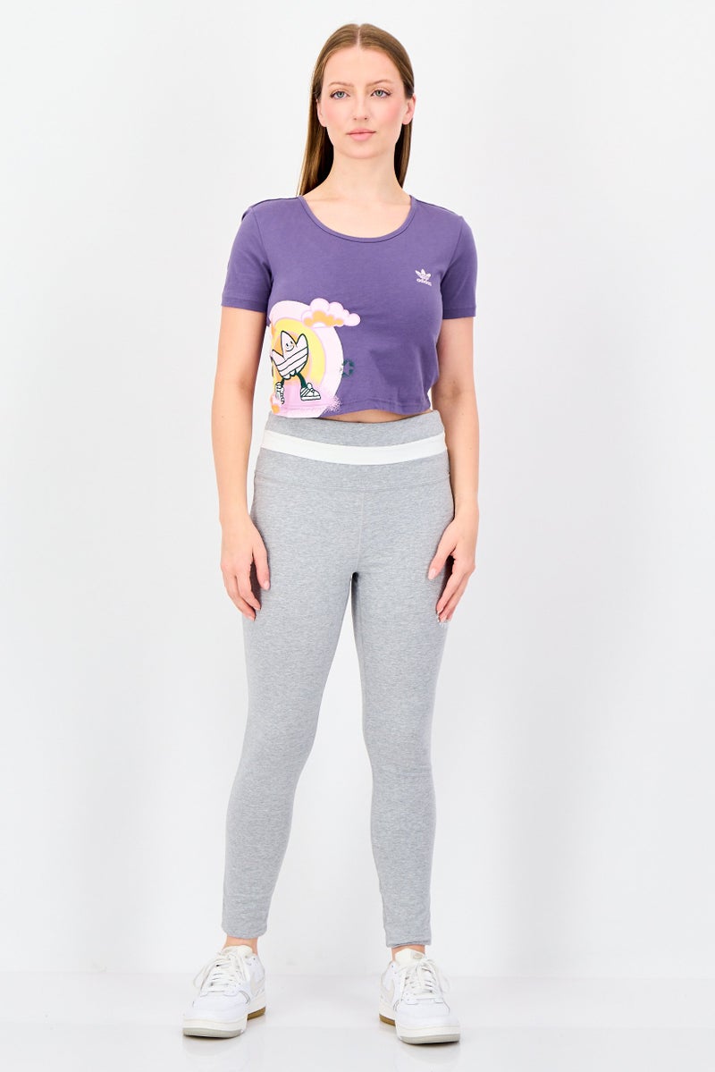 adidas Originals Women Sportswear Fit Short Sleeve Outdoor T-Shirt, Purple - Image 4