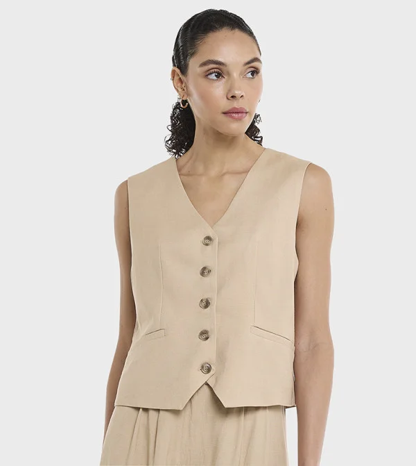 BCBG BCBG Linen Waistcoat