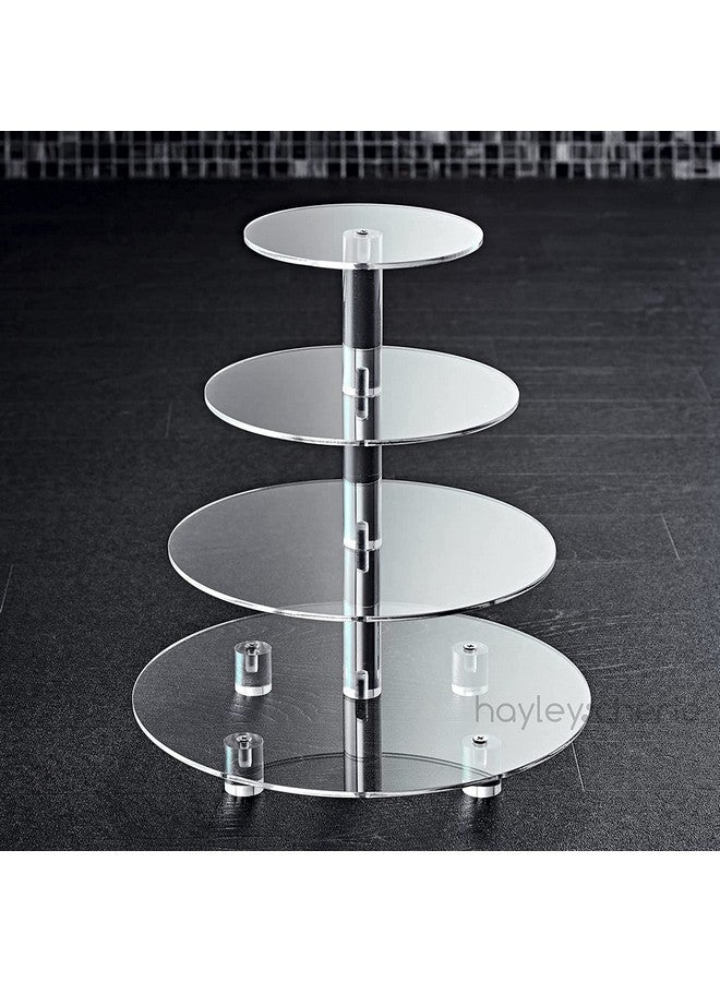 Hayley Cherie 4 Tier Cupcake Stand, Round Acrylic Cupcake Tower, Multi Tiered Circle Cake Stand, Large Clear Cupcake Holder for Dessert Display, Weddings, Graduations, Birthday Parties, Donut, Pastry, Cupcake Tree - Image 1