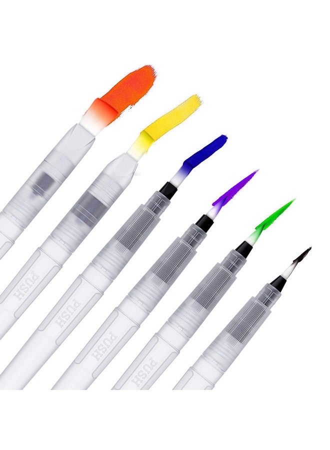 Kaptron Water Coloring Brush Pens, Set of 6 Watercolor Painting Brushes Pen for Water Soluble Colored Pencils, Water Color Markers, Powdered Pigment Watercolor, Back to School Art Supplies (Clear) - Image 1