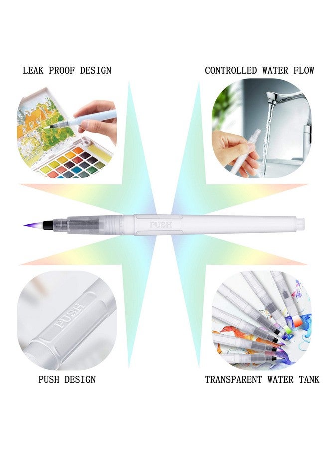 Kaptron Water Coloring Brush Pens, Set of 6 Watercolor Painting Brushes Pen for Water Soluble Colored Pencils, Water Color Markers, Powdered Pigment Watercolor, Back to School Art Supplies (Clear) - Image 5