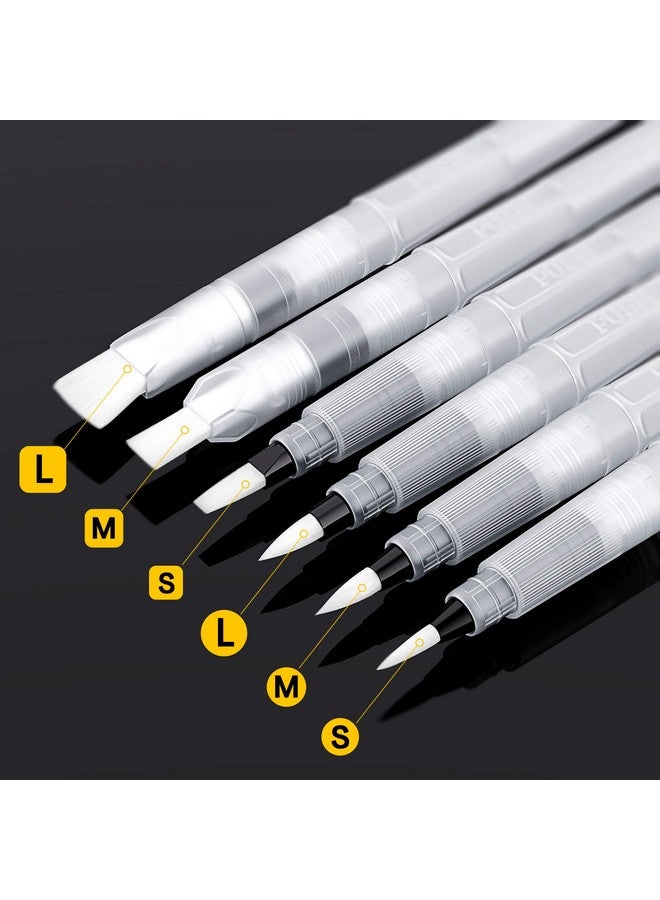 Kaptron Water Coloring Brush Pens, Set of 6 Watercolor Painting Brushes Pen for Water Soluble Colored Pencils, Water Color Markers, Powdered Pigment Watercolor, Back to School Art Supplies (Clear) - Image 2