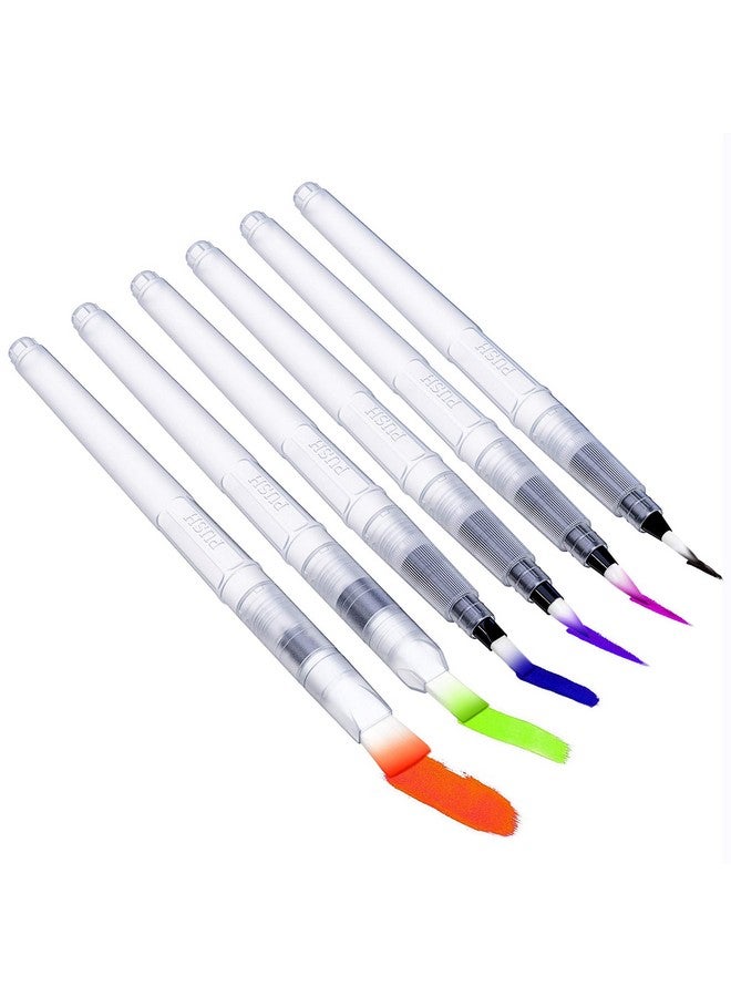 Kaptron Water Coloring Brush Pens, Set of 6 Watercolor Painting Brushes Pen for Water Soluble Colored Pencils, Water Color Markers, Powdered Pigment Watercolor, Back to School Art Supplies (Clear) - Image 4