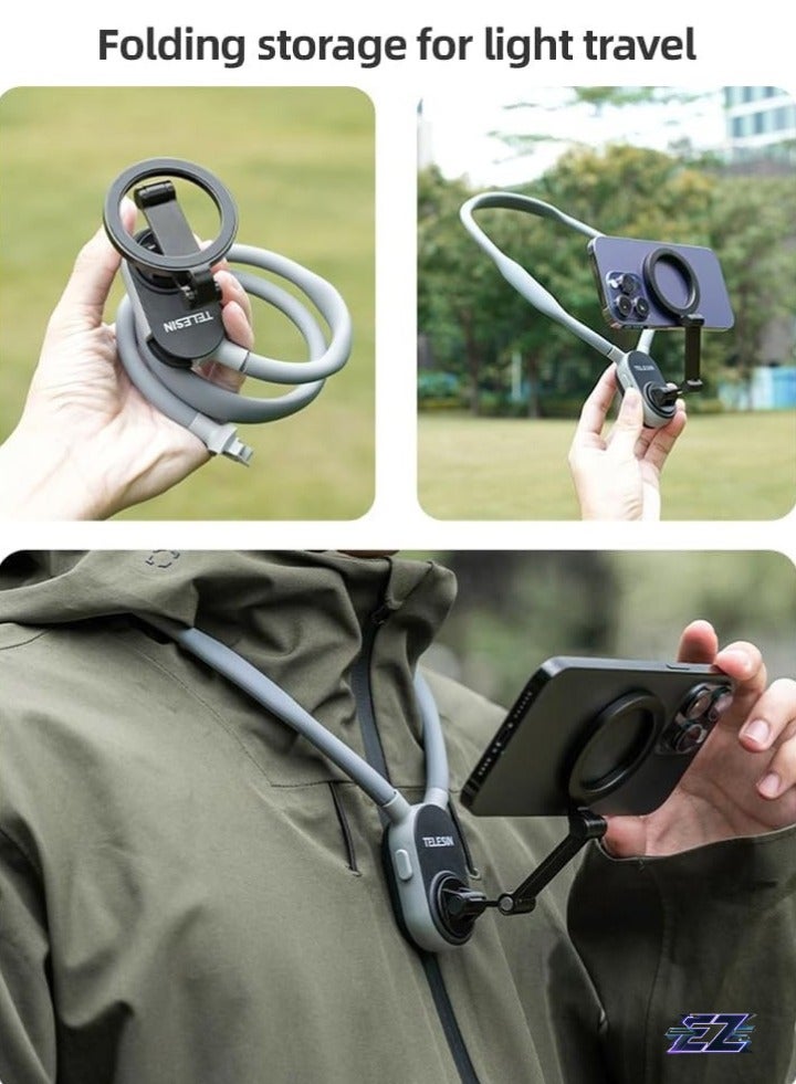 ELTRAZONE MNM-001 Adjustable Neck Phone Holder with Quick Release - Multi-Angle Mount for Android Smartphones (15141312) with Strap & Metal Ring - Image 4