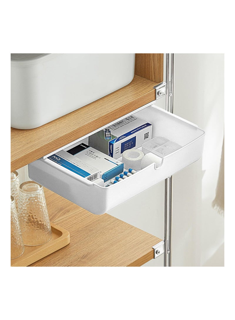 SOLARAE درج تحت المكتب، درج منزلق للخارج تحت المكتب، درج تحت المكتب للتخزين، أدراج تخزين ذاتية اللصق تحت المكتب بسعة كبيرة، منظم درج مخفي للمكتب للمنزل والمدرسة (2 قطعة) - Image 2