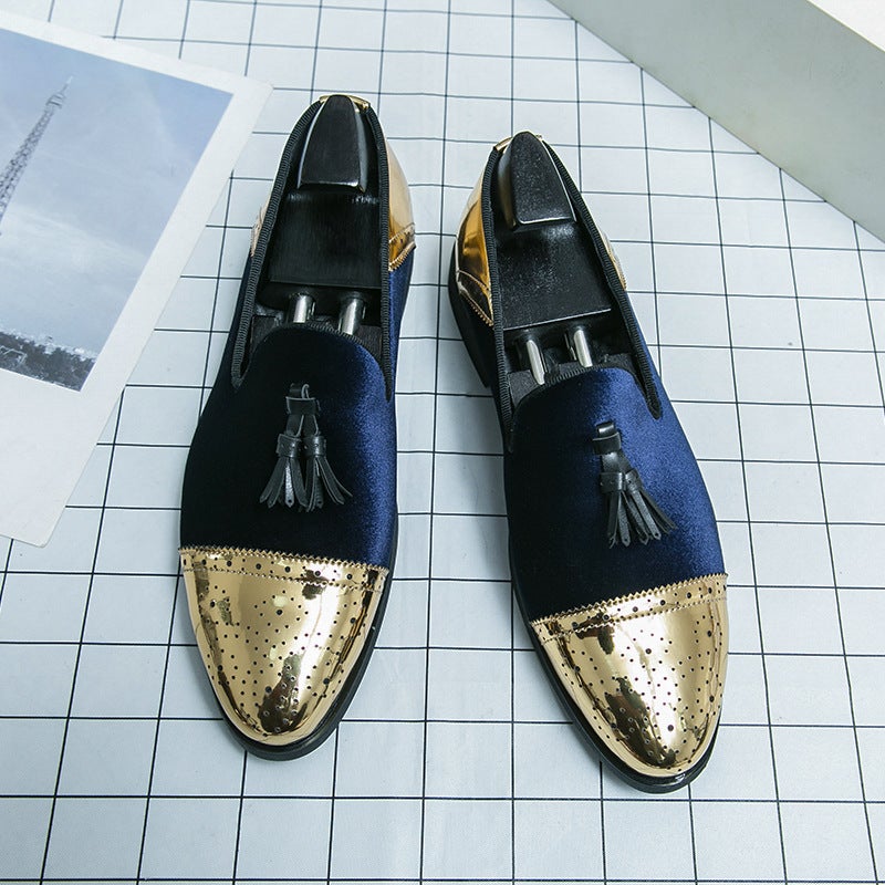 Business Men'S Formal Shoes Corduroy Chelsea Leather Shoes British Men'S Wedding Pointed Men'S Business Oxford Shoes - Image 2