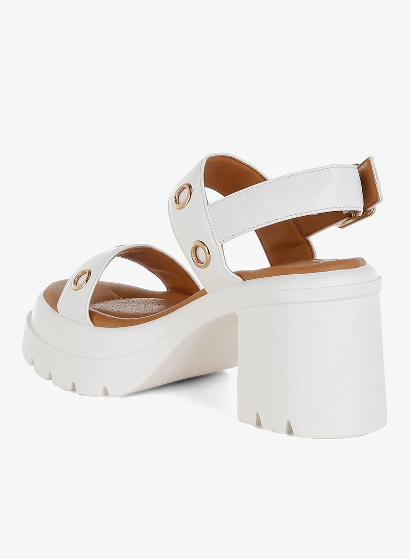 London Rag White Eyelet Detail Platform Heel Sandals in White for Women | Best Price UAE