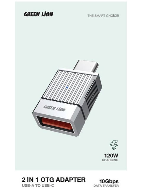 2 In 1 OTG Adapter USB 3.0 To Type-C / Wide Compatibility / Long term use / High-Speed Transmission / Zinc Alloy Shell / 120W Charging / 10 Gbps Data Transfer - Grey