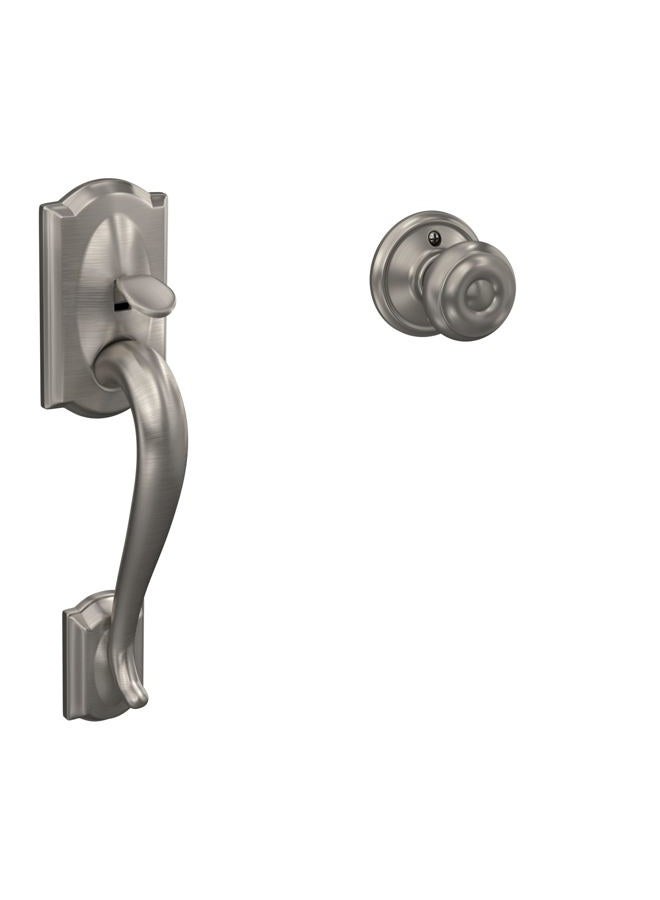 SCHLAGE Camelot Front Entry Handle Georgian Interior Knob (Satin Nickel) FE285 CAM 619 GEO - Image 1
