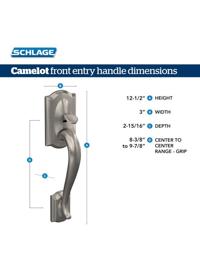 SCHLAGE Camelot Front Entry Handle Georgian Interior Knob (Satin Nickel) FE285 CAM 619 GEO - Image 3