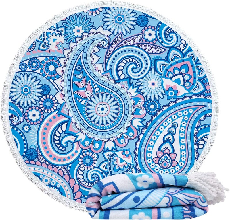 Violet Mist Round Beach Towel Blanket Tapestry Microfiber Roundie Terry Beach Throw Soft Multipurpose Table Cloth Wall Hanging Bed Cover for Women Home Traveling - Image 2