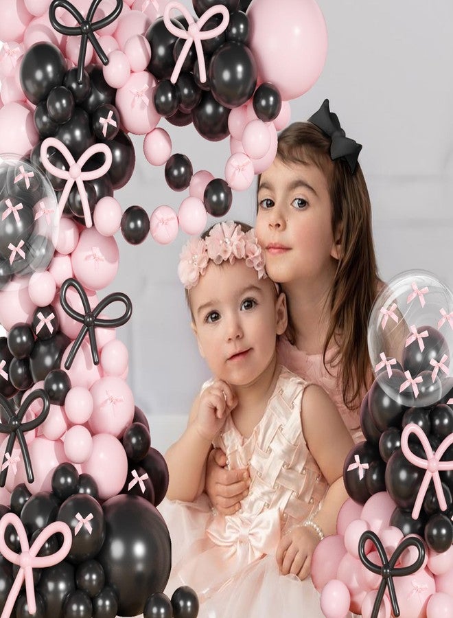 JOGAMS Pink and Black Balloons Arch Kit, 199Pcs Pink and Black Bow Birthday Decorations with 260 Bubble Balloons Ribbon for Coquette Bow Theme Birthday Bridal Shower Bachelorette Baby Shower Wedding - Image 5