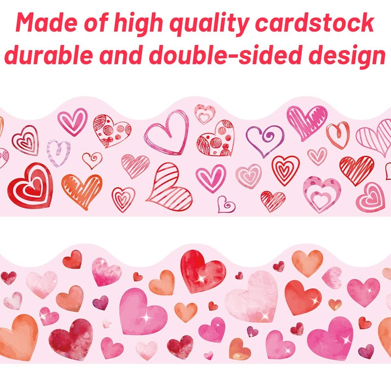 Fancy Land Valentines Day Heart Bulletin Board Borders Valentines Day Bulletin Board Decorations Classroom Decorations Two Sided Printed 36ft - Image 3