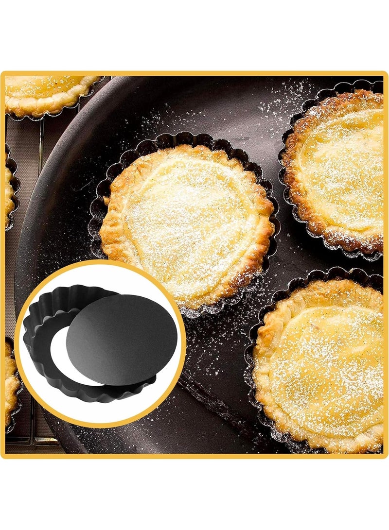 HOMESTAR 【6PCS Carbon Steel Loose Bottom Pie Pans】Mini Tart Tins Fruit Pie Baking Pans | 3Inch + 4Inch Set Removable Non-Stick Molds | Food-Grade Non-Stick Coating Hardness No Deformation | Wave Edge Design One-Piece Easy Demolding | Baking Essential Professional Ovenware - Image 5